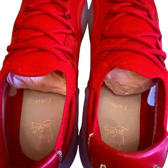 Christian Louboutin Arpoador Red Suede Drawstring Sock Sneakers Men’s EU 43US 10 - Picture 7 of 14